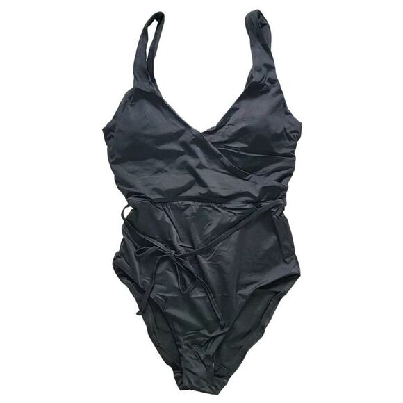 Andie Swim Black The Belmar Curve Flattering Tie Waist One Piece Swimsuit - Picture 1 of 2